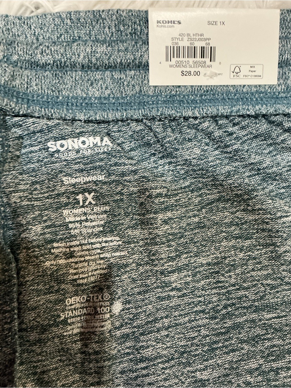 Sonoma Goods for Life Everyday Pajama Shorts 1X Blue Heather Lounge Sleepwear - Picture 5 of 11